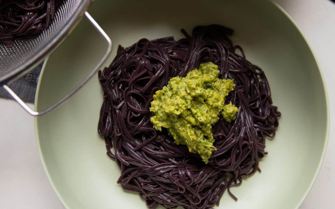 Avocado Almond  Pesto Pasta